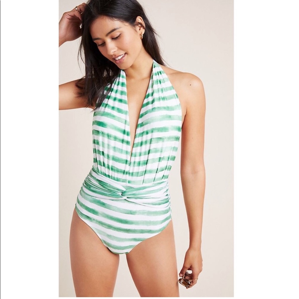 Lenny Niemeyer Plunge Deep V Striped Swimsuit